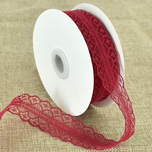 TONIFUL Spitzenband, 3,1 cm x 22,9 m, Dunkelrot, Burgunderrot, Vintage-Spitze für Hochzeit, Blume, Nähen, Blumen, Partys, Dekorationen, Geschenkverpackungen von TONIFUL