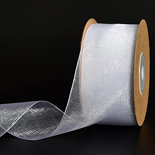 TONIFUL Weiß Transparentes Tüllband, Organzaband, 4cm X 24m, Chiffonband für Handwerk, Hochzeit, Party, Dekorationen, Geschenkverpackung, Schleife, Blumen, Valentinstag, Weihnachtsdekoration TONIFUL Weiß Transparentes Tüllband, Organzaband, 4cm X 24m, Chiffonband für Handwerk, Hochzeit, Party, Dekorationen, Geschenkverpackung, Schleife, Blumen, Valentinstag, Weihnachtsdekoration von TONIFUL