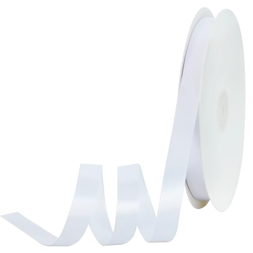 TONIFUL Weißes Satinband, 1,6 cm x 91,4 m, dünnes solides Frabic-Band zum Nähen, Basteln, Schleifen, Geschenkverpackungen, Einladungskarten, Hochzeitsfeier, Valentinstagsdekoration TONIFUL Weißes Satinband, 1,6 cm x 91,4 m, dünnes solides Frabic-Band zum Nähen, Basteln, Schleifen, Geschenkverpackungen, Einladungskarten, Hochzeitsfeier, Valentinstagsdekoration von TONIFUL