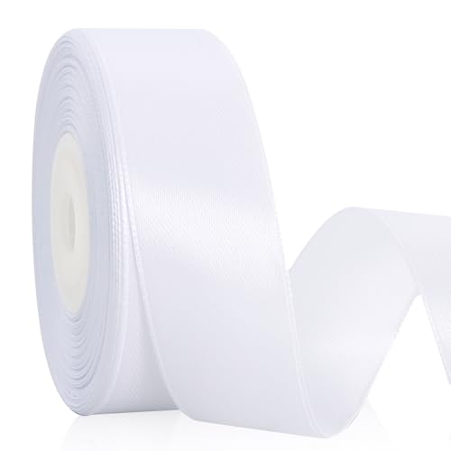 TONIFUL Weißes Satinband, 2,5 cm x 22,7 m, solide Seidenbänder für Geschenkverpackungen, Basteln, Blumensträuße, Valentinstag, Weihnachten, Geschenkverpackung, Party, Hochzeitsdekoration TONIFUL Weißes Satinband, 2,5 cm x 22,7 m, solide Seidenbänder für Geschenkverpackungen, Basteln, Blumensträuße, Valentinstag, Weihnachten, Geschenkverpackung, Party, Hochzeitsdekoration von TONIFUL