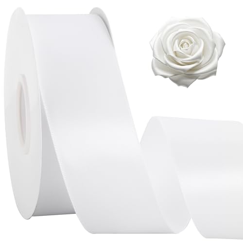TONIFUL Weißes Satinband für Geschenkverpackungen, Hochzeitsdekoration, Kranz, Nähen, Basteln, Haarschmuck, Blumen, Schleifen, Valentinstag, Geburtstag, Weihnachtsdekoration, 3,8 cm x 45,7 m TONIFUL Weißes Satinband für Geschenkverpackungen, Hochzeitsdekoration, Kranz, Nähen, Basteln, Haarschmuck, Blumen, Schleifen, Valentinstag, Geburtstag, Weihnachtsdekoration, 3,8 cm x 45,7 m von TONIFUL