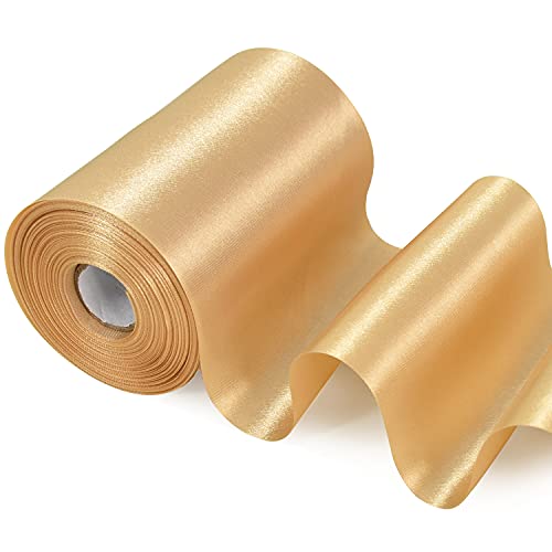 TONIFUL breites goldfarbenes Satinband, 10,2 cm x 20 m, solides Gewebe, großes Band zum Schneiden, Zeremonie-Set, große Öffnung, Stuhlschärpe TONIFUL breites goldfarbenes Satinband, 10,2 cm x 20 m, solides Gewebe, großes Band zum Schneiden, Zeremonie-Set, große Öffnung, Stuhlschärpe von TONIFUL