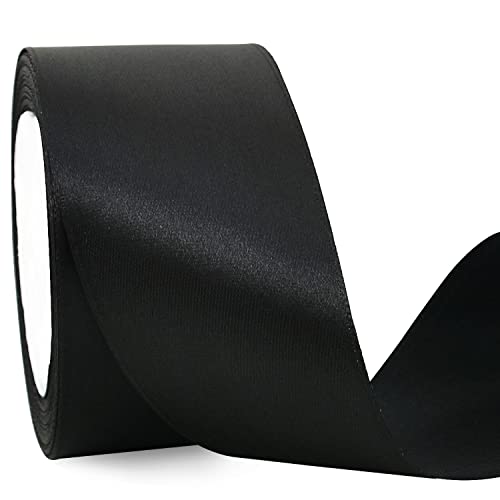 TONIFUL breites schwarzes Satinband, 5,1 cm x 22,8 m, solides Stoffband, Rolle für Valentinstag, Basteln, Stuhlschärpe, Geschenkverpackung TONIFUL breites schwarzes Satinband, 5,1 cm x 22,8 m, solides Stoffband, Rolle für Valentinstag, Basteln, Stuhlschärpe, Geschenkverpackung von TONIFUL