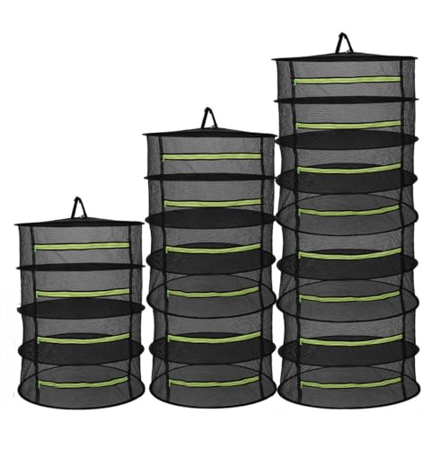 TONIJAWES Trockennetz Kräuter Breite 60cm 8 lagiges schwarz Kräutertrockner Pflanzen Trockenregal Klappbar Aufhängen Geeignet getrocknetem Blumen,Fisch,Fleisch,Früchten Trocknen Kleidung von TONIJAWES