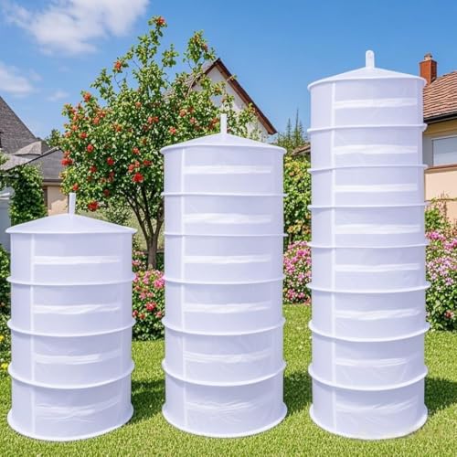 TONIJAWES Trockennetz Kräuter weiß 4 lagiges Breite 60cm Kräutertrockner Pflanzen Trockenregal Klappbar Aufhängen Geeignet getrocknetem Blumen,Fisch,Fleisch,Früchten Trocknen Kleidung von TONIJAWES