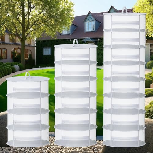 TONIJAWES Trockennetz Kräuter weiß 8 lagiges Breite 60cm Kräutertrockner Pflanzen Trockenregal Klappbar Aufhängen Geeignet getrocknetem Blumen,Fisch,Fleisch,Früchten Trocknen Kleidung von TONIJAWES