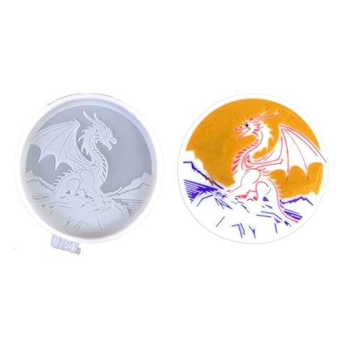 TONXX Durable Silikon Untersetzer Formen Drachen Gießformen Epoxidharz Verarbeitung Wiederverwendbare Form für Home Office Cup Matte von TONXX