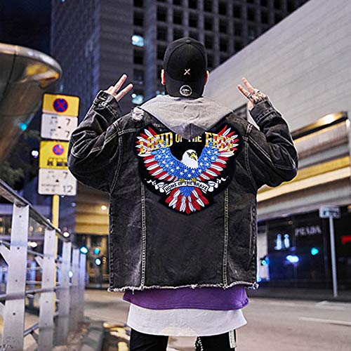 Falcon Tactical-Aufnäher mit amerikanischer Flagge, Adler, Punk, Rocker, Motorradfahrer, Biker, Aufnäher, bestickter Aufnäher für Jacke, Rückseite, zum Aufbügeln auf Stoff, 27.9 x 25.4 cm (B x H) Falcon Tactical-Aufnäher mit amerikanischer Flagge, Adler, Punk, Rocker, Motorradfahrer, Biker, Aufnäher, bestickter Aufnäher für Jacke, Rückseite, zum Aufbügeln auf Stoff, 27.9 x 25.4 cm (B x H) von TOOBIT
