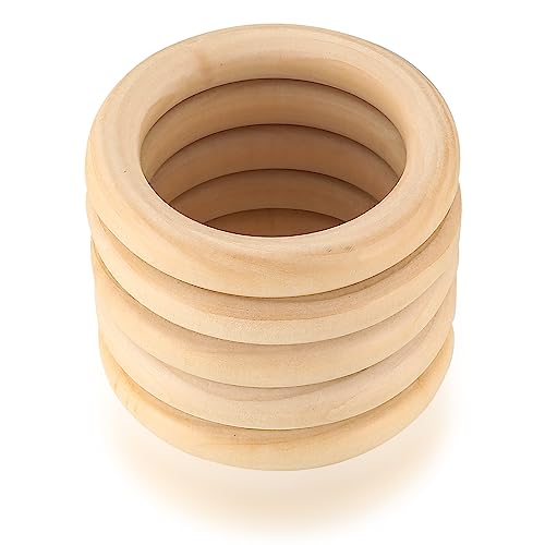 TOOINKCV 5 Stk Holzringe zum Basteln, Natürliche Holz Ringe, Unbehandelter Holz Makramee Ringe, für DIY Schmuck Makramee Armband Anhänger Schmuckherstellung Dekoration Ringe - (Ø 100mm) von TOOINKCV