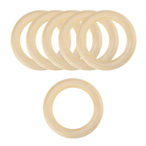 TOOINKCV 6 Stk Holzringe zum Basteln, Natürliche Holz Ringe, Unbehandelter Holz Makramee Ringe, für DIY Schmuck Makramee Armband Anhänger Schmuckherstellung Dekoration Ringe - (Ø 90mm) von TOOINKCV