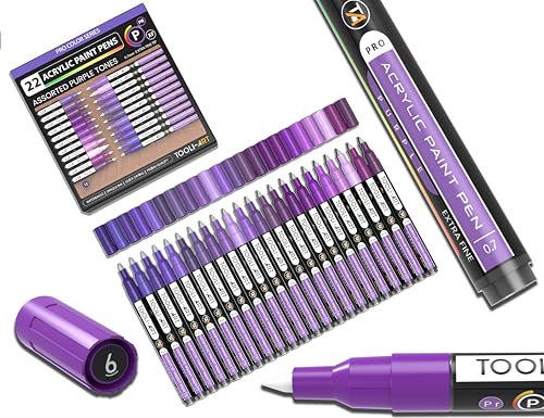 Acrylfarben-Marker, Farbstifte, Purple Pro Color-Serie Set für Steinmalerei, Glas, Tassen, Holz, Metall, Glasfarbe, Kunststoff, Leinwand, Basteln, 0,7 mm extra feine Spitze, 22 Stück Ungiftig, auf Acrylfarben-Marker, Farbstifte, Purple Pro Color-Serie Set für Steinmalerei, Glas, Tassen, Holz, Metall, Glasfarbe, Kunststoff, Leinwand, Basteln, 0,7 mm extra feine Spitze, 22 Stück Ungiftig, auf von TOOLI-ART