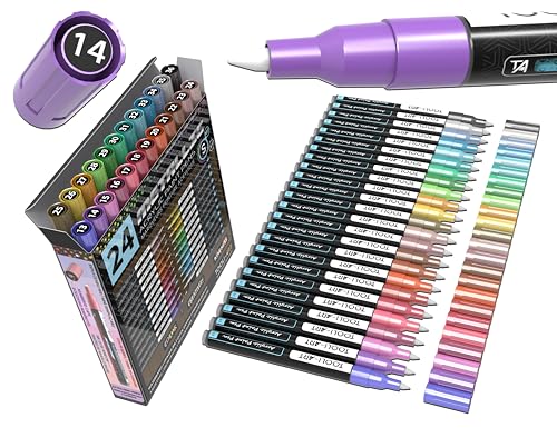 24 Metallic-Acrylfarben-Marker, Farbstifte-Set, 0,7 mm, extra feine Spitze, für Steinmalerei, Glas, Tassen, Holz, Metall, Leinwand, DIY-Projekte, Umrisse, Detaillierung, ungiftig, auf Wasserbasis, 24 Metallic-Acrylfarben-Marker, Farbstifte-Set, 0,7 mm, extra feine Spitze, für Steinmalerei, Glas, Tassen, Holz, Metall, Leinwand, DIY-Projekte, Umrisse, Detaillierung, ungiftig, auf Wasserbasis, von TOOLI-ART