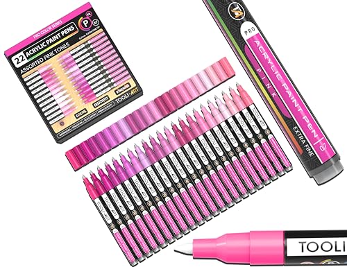 Acrylfarben-Marker, Farbstifte, Pink-Pro-Color-Serie Set, 3 mm, mittlere Dicke, für Steinmalerei, Glas, Tassen, Holz, Metall, Glasfarbe, Kunststoff, Leinwand, Basteln, 0,7 mm extra feine Spitze, 22 Acrylfarben-Marker, Farbstifte, Pink-Pro-Color-Serie Set, 3 mm, mittlere Dicke, für Steinmalerei, Glas, Tassen, Holz, Metall, Glasfarbe, Kunststoff, Leinwand, Basteln, 0,7 mm extra feine Spitze, 22 von TOOLI-ART