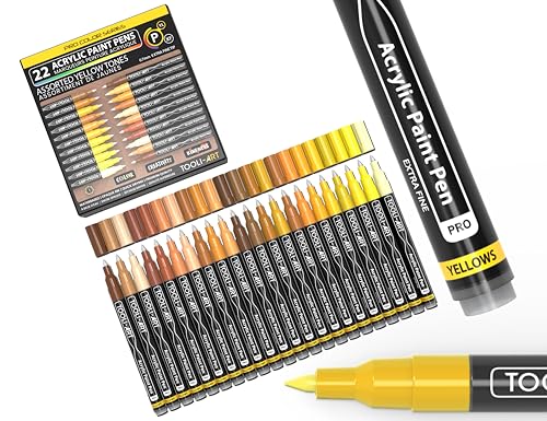 acrylstifte für steine wasserfest, 22 Stück, gelb und braun, Marker der Pro Color Serie, 0,7 mm, extra feine Spitze, für Steinmalerei, Glas, Tassen, Holz, Metall, Leinwand, ungiftig schnelltrocknend acrylstifte für steine wasserfest, 22 Stück, gelb und braun, Marker der Pro Color Serie, 0,7 mm, extra feine Spitze, für Steinmalerei, Glas, Tassen, Holz, Metall, Leinwand, ungiftig schnelltrocknend von TOOLI-ART