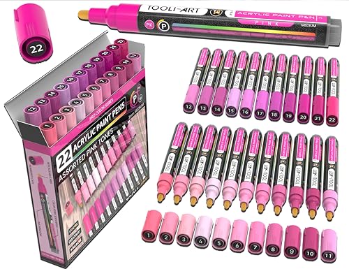 TOOLI-ART 22 Acrylfarben-Marker, Farbstifte Pro Colour Serie, Set 3 mm, Medium, für Steinmalerei, Glas, Tassen, Holz, Metall, Glas, Farbe, Kunststoff, Leinwand, DIY, ungiftig, auf Wasserbasis, schnell TOOLI-ART 22 Acrylfarben-Marker, Farbstifte Pro Colour Serie, Set 3 mm, Medium, für Steinmalerei, Glas, Tassen, Holz, Metall, Glas, Farbe, Kunststoff, Leinwand, DIY, ungiftig, auf Wasserbasis, schnell von TOOLI-ART