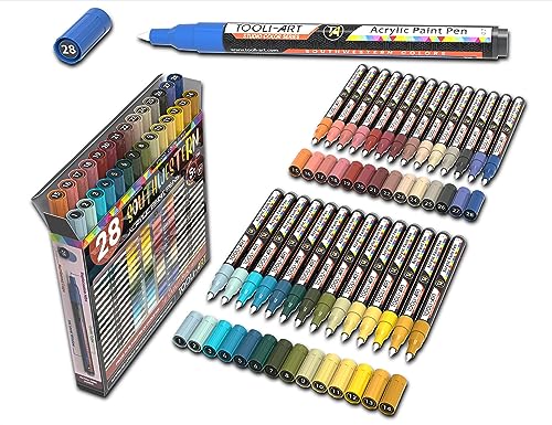 TOOLI-ART 28 Southwestern Colors Acrylfarben-Marker-Set, 0,7 mm, extra feine Spitze, Felsmalerei, Glas, Holz, Metall, Leinwand, ungiftig, auf Wasserbasis, schnell trocknend von TOOLI-ART