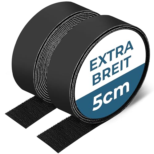 Toolico Klettband selbstklebend extra stark, 5M x 50mm, wetterbeständig, doppelseitig, schwarz, Haken- & Flauschband, Teppichbefestigung, Klettverschluss Toolico Klettband selbstklebend extra stark, 5M x 50mm, wetterbeständig, doppelseitig, schwarz, Haken- & Flauschband, Teppichbefestigung, Klettverschluss von TOOLICO