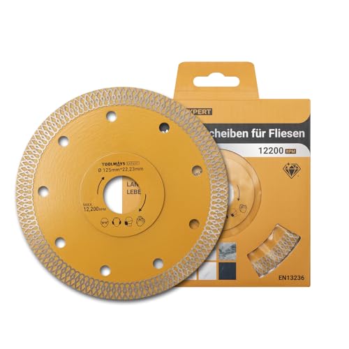 TOOLMAYS Diamanttrennscheiben 125mm Diamantscheibe für Fliesen, Keramik, Marmor, Fliesentrennscheibe zum Nass- oder Trockenschneiden, Bohrung 22,23 mm von TOOLMAYS