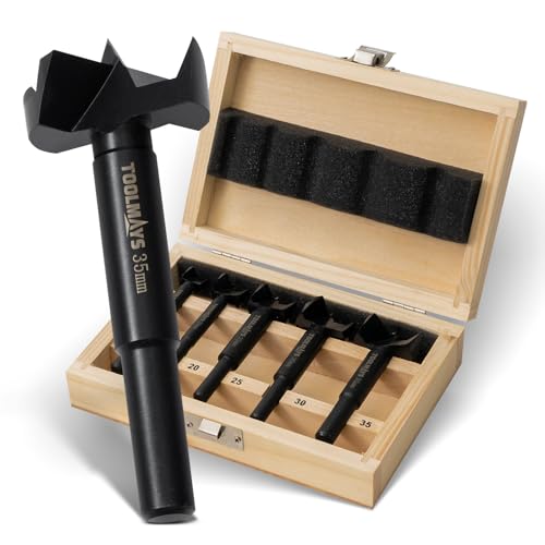 TOOLMAYS Forstnerbohrer Set 5tlg. Astlochbohrer für Holz Ø 15/20/25/30/35 mm, Länge 90 mm Holzbohrer set von TOOLMAYS