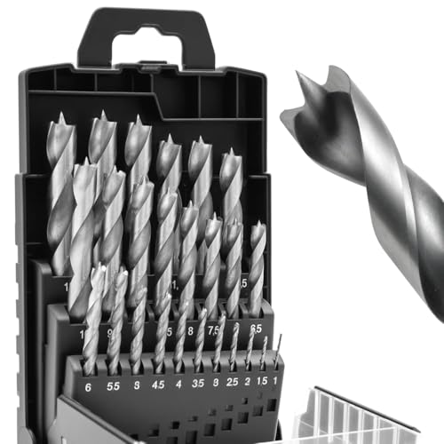 TOOLMAYS Holzbohrer Set 1-13mm Bohrer Set Holz 25-tlg.HSS-G Bohrersatz, 0,5mm Schritte von TOOLMAYS