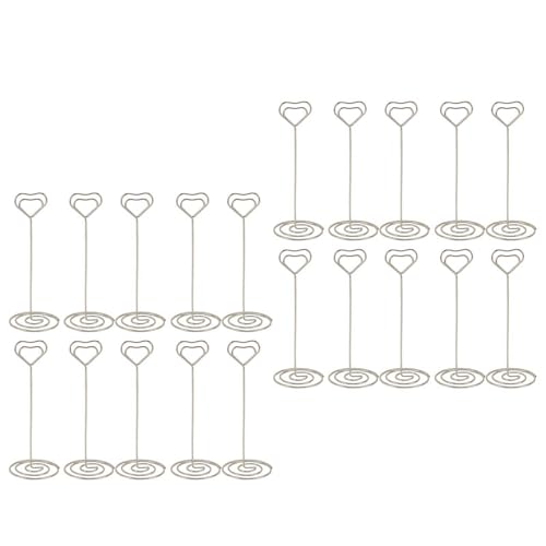 TOOLSGO 20 Stück Tischnummernhalter Herzförmiger Tischkartenhalter Memohalter Fotohalter für Partydekoration Hochzeitsfeier Geburtstagsfeier 15 cm Silber von TOOLSGO
