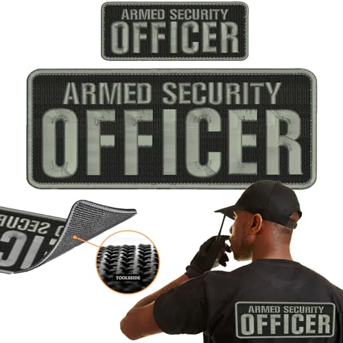 Aufnäher für Bewaffnete Sicherheitsbeamte, 10 x 25 cm und 2 x 5 Haken auf der Rückseite, Sicherheits-Patches für Uniformen mit gestickten Buchstaben, 2 Stück von TOOLSSIDE
