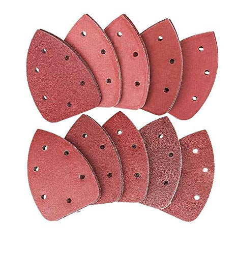 TOOLSTAR Maus-Schleifpads, 140 x 140 x 98 mm, 6-Loch, Körnung 800, Dreieck-Schleifpapier, Schleifpapier, Schleifblätter, Black and Decker Handschleifer, alle Körnungen (10 Stück) von TOOLSTAR