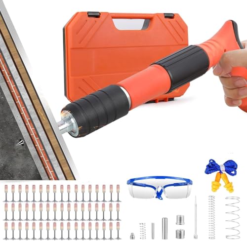 TOOSOAR Manuelle Nagelpistole mit 200 Runden Nägeln,5 Gänge Nail Tool Nagelpistole,Beton-Nagelpistole für Stahl & Beton(Orange) von TOOSOAR