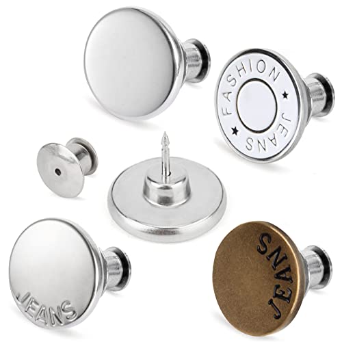 Jeans Knöpfe Ohne Nähen(8 Stück), TOOVREN Button Pins Jeans 17mm Hosenknöpfe Zum Stecken, No Sew Instant Knopfe, Abnehmbare Ersatz Hose Jean-Knopf, Einstellbarer Sofortknöpfe Jeansknöpfe von TOOVREN