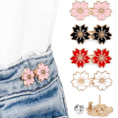 TOOVREN Hosen-Taillenspanner – Jeansknopfstrumpf, kein Nähen und kein Werkzeug, verstellbare Sofortknopfnadeln, 4 Sets, Kirschblüten TOOVREN Hosen-Taillenspanner – Jeansknopfstrumpf, kein Nähen und kein Werkzeug, verstellbare Sofortknopfnadeln, 4 Sets, Kirschblüten von TOOVREN