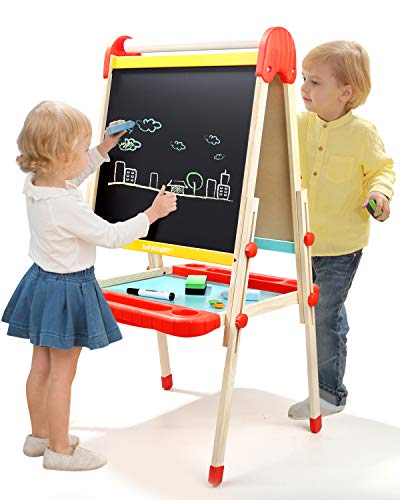 TOP BRIGHT Staffelei aus Holz für Mädchen und Jungen von 2 – 8 Jahren, doppelseitig, Tafel und Whiteboard, verstellbare Staffelei mit Aufbewahrung für Kinder TOP BRIGHT Staffelei aus Holz für Mädchen und Jungen von 2 – 8 Jahren, doppelseitig, Tafel und Whiteboard, verstellbare Staffelei mit Aufbewahrung für Kinder von TOP BRIGHT