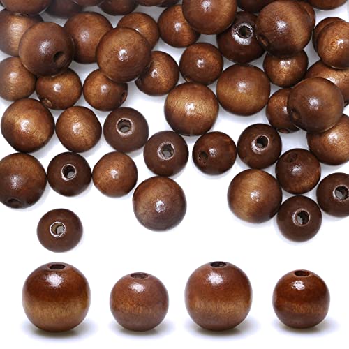 Holzperlen für Heimdekoration, 60 Perlen, dunkle Kaffee-gefärbte runde Holz-Abstandshalterperlen für Schmuckherstellung, 2 Größen: 20 mm, 16 mm von TOP HUNTER