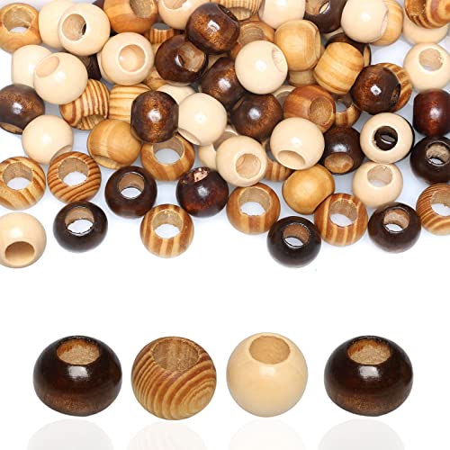 Makramee-Perlen aus Holz, 20 mm, Braun, Loch, 10 mm, 60 Stück Perlen, Qualität, großes Loch, Holzperlen für Makramee-Projekte/Girlanden von TOP HUNTER