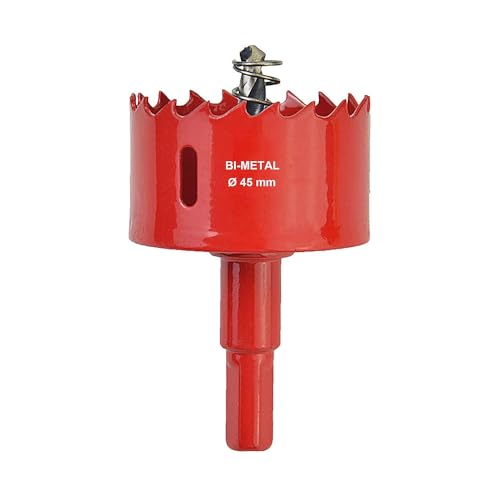 45mm Bimetall lochsäge, M42 HSS Lochschneider Rot Lochöffner-Bohrer für Holz Aluminium Trockenbau Rohr Kunststoff 45mm Bimetall lochsäge, M42 HSS Lochschneider Rot Lochöffner-Bohrer für Holz Aluminium Trockenbau Rohr Kunststoff von TOP-MAX