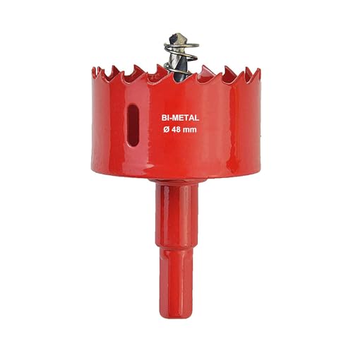 48mm Bimetall lochsäge, M42 HSS Lochschneider Rot Lochöffner-Bohrer für Holz Aluminium Trockenbau Rohr Kunststoff 48mm Bimetall lochsäge, M42 HSS Lochschneider Rot Lochöffner-Bohrer für Holz Aluminium Trockenbau Rohr Kunststoff von TOP-MAX