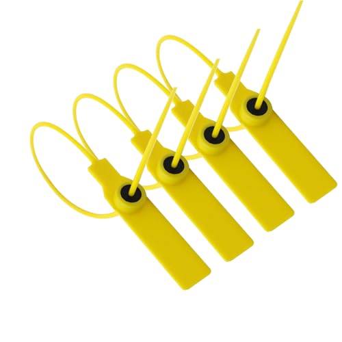 500 Stück Sicherheitsplomben, Kunststoff Plomben Kabelbinder Tags für Koffer, Reisegepäck, Beschriftung, Kleidung, Schuhe, 28cm (Gelb) von TOP-MAX