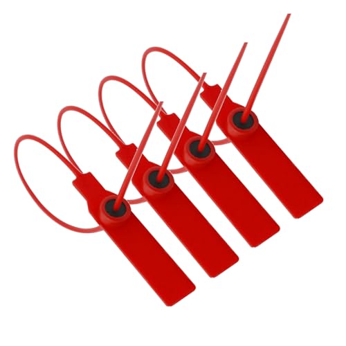 500 Stück Sicherheitsplomben, Kunststoff Plomben Kabelbinder Tags für Koffer, Reisegepäck, Beschriftung, Kleidung, Schuhe, 28cm (Rot) von TOP-MAX