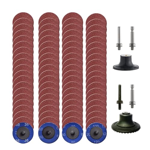 80 Stück Schnellwechselscheiben Set, 2 zoll Schleifscheiben Pad mit 1/4 zoll Schacht und Scheibenpads, Scheiben zum Metall Stahl Edelstahl Schleifen, Polieren, Entzundern, 36#+60#+80#+120# von TOP-MAX