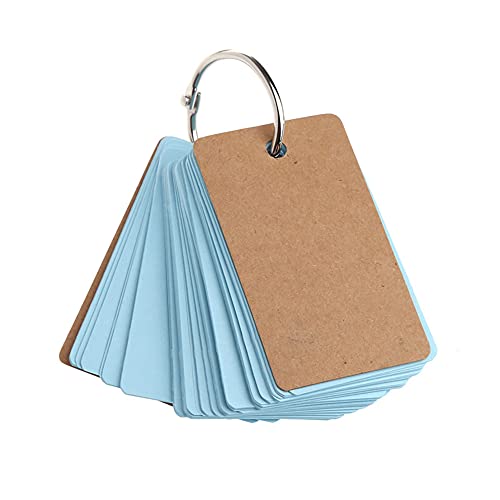 Karteikarten, 1 Packung 50 Blatt Mini Blanko Lernkarten Revisionskarten Karteikarten mit Bindering für Schule Lernen Memory Study Note (blau) von TOP-MAX