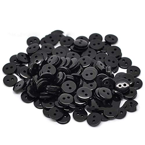 TOP-MAX 200 Stück schwarze Knöpfe, verschiedene runde Kunstharzknöpfe mit 2 Löchern zum Basteln, Stricken, Nähen, Kleidung von TOP-MAX