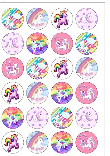 Top That 24 Stück essbare Kuchendekorationen aus Oblatenpapier mit Einhorn-Regenbogenmotiven, Weiß, Party, Feierliche Anlässe Top That 24 Stück essbare Kuchendekorationen aus Oblatenpapier mit Einhorn-Regenbogenmotiven, Weiß, Party, Feierliche Anlässe von Top That