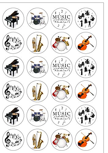 24 vorgeschnittenen Musikinstrumente Musik Proms Essbare Cupcake Topper Dekorationen von Top That