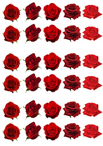 30 wunderschöne rote Rose Blume essbare Wafer Papier Kuchen Topper Dekorationen 30 wunderschöne rote Rose Blume essbare Wafer Papier Kuchen Topper Dekorationen von Top That
