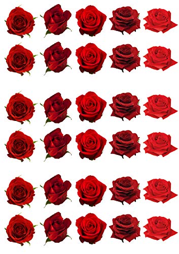 30 wunderschöne rote Rose Blume essbare Wafer Papier Kuchen Topper Dekorationen von Top That
