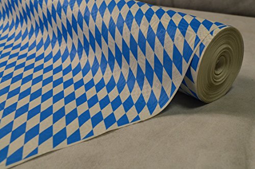 50 Meter Lang 100 Cm Breit Farbe: Blau Weiss (Bayrische Raute Blau-Weiß) Tischdecke Papier Damastprägung Tischtuch Papierttischdecke Decke Rolle Papiertischdeckenrolle Papierdecke von TOP Marques Collectibles