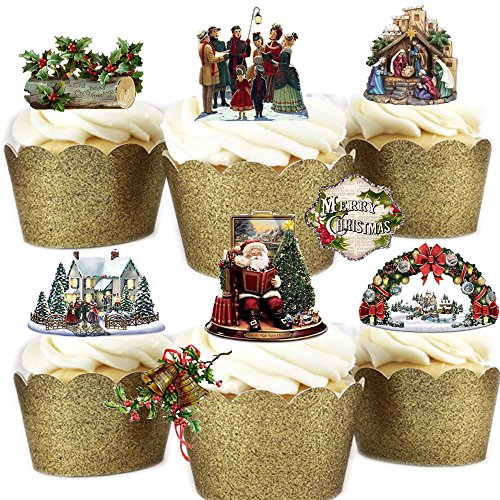 29 Stand Up Vintage Viktorianischer Weihnachtliches Premium Essbar Wafer Papier Kuchen Topper Dekorationen von Top That