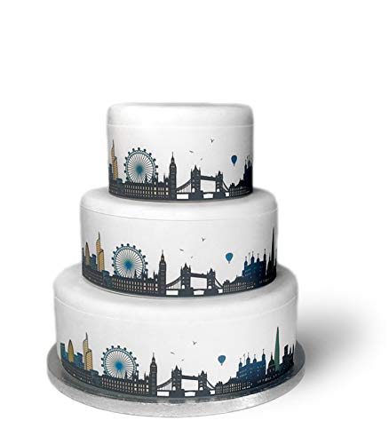 Top That Essbares Deko-Band, Motiv: Skyline London, ideal zum Dekorieren größerer Kuchen, einfach zu verwenden von Top That