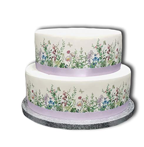 Top That Essbares Deko-Band, Motiv: Wildblumen und Schmetterlinge, perfekt für größere Kuchen, einfach zu verwenden Top That Essbares Deko-Band, Motiv: Wildblumen und Schmetterlinge, perfekt für größere Kuchen, einfach zu verwenden von Top That