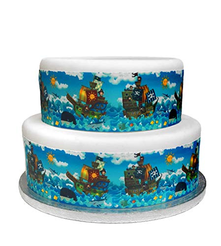 Top That Essbares Deko-Band, Piraten-Motiv, perfekt für größere Kuchen, einfach zu verwenden. von Top That