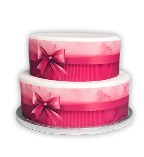 Top That Essbares Deko-Blech, rosa Herzen und Schleife, ideal für die Dekoration von Valentinstag, Hochzeit oder Geburtstagskuchen. von Top That